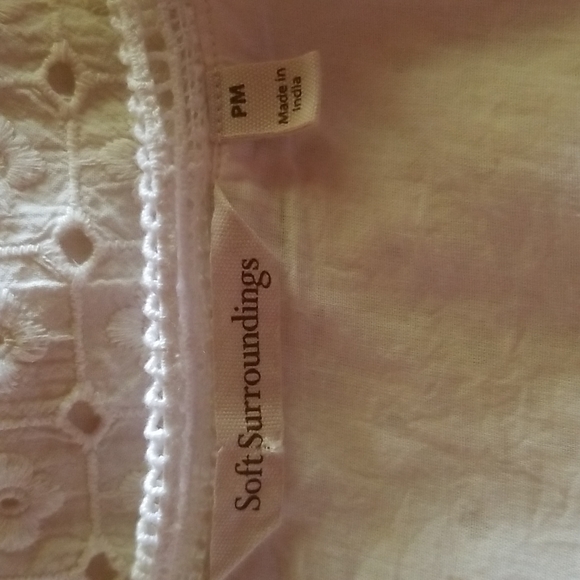 Soft Surroundings Floral Semi Sheer Long Sleeve Blouse Sz PM - Picture 7 of 8